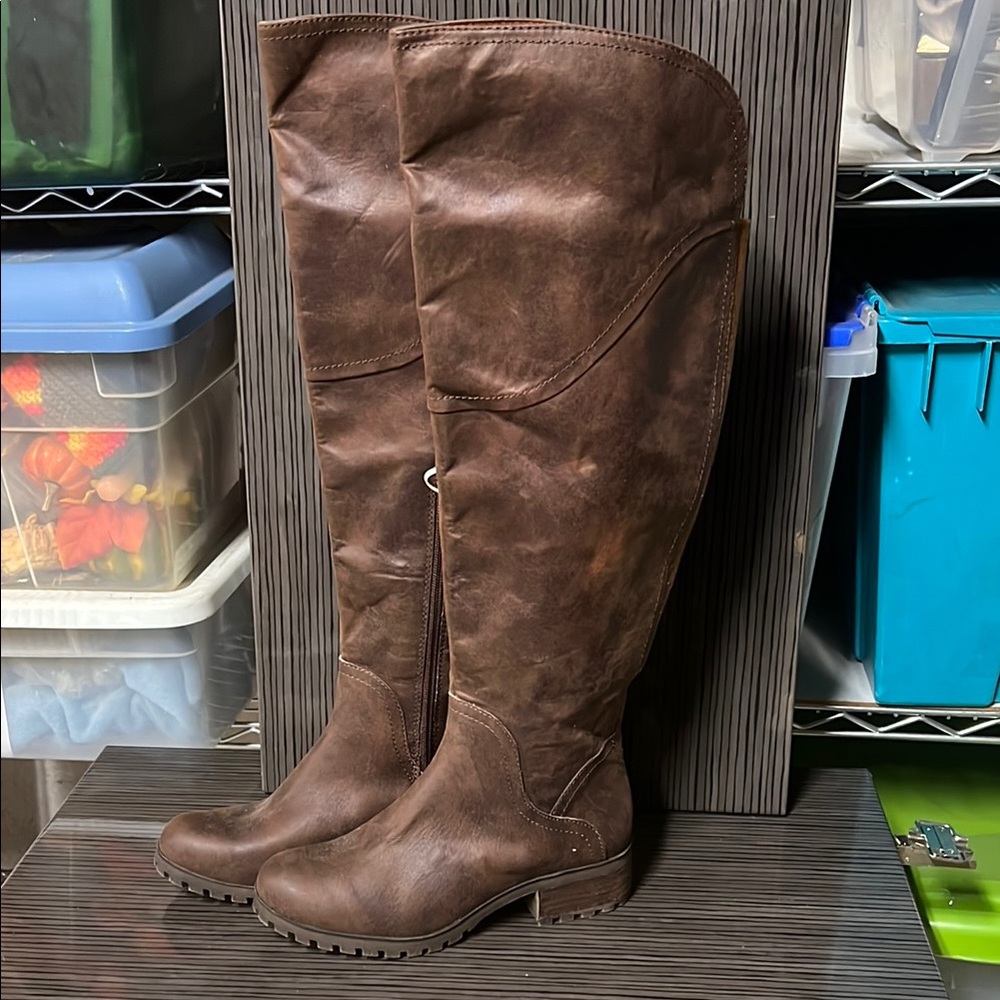 Lucky Brand “Harleen” Brown Knee-High Boots